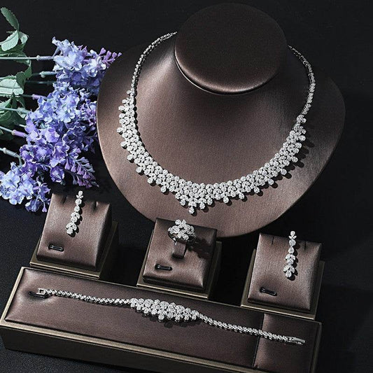 61.Dress Jewelry Set – 4-Piece Necklace, Earrings, Ring & Bracelet Set for Women jewelry set Distinguished Fine Apparel