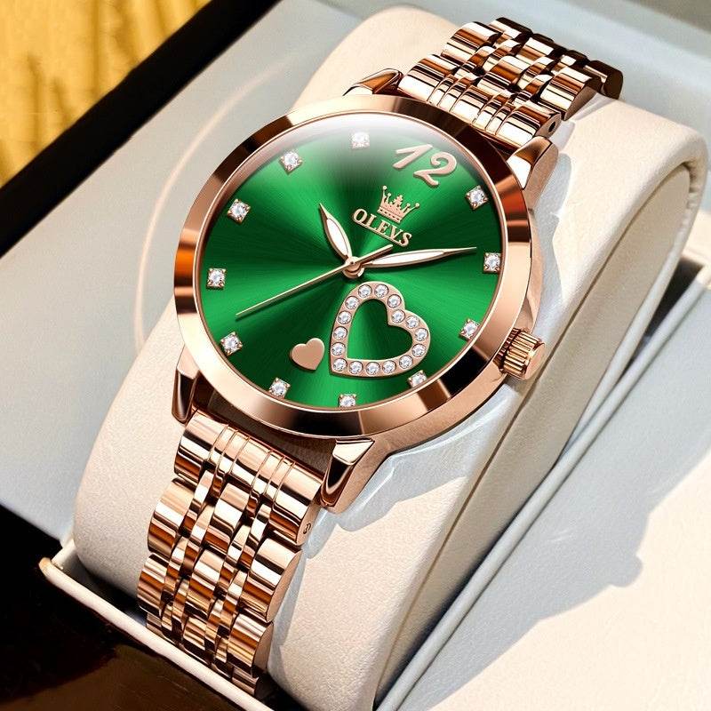 Beautiful Fashion Waterproof Quartz Watch – Timeless Elegance, Everyday Durability ladys watch Distinguished Fine Apparel Rose Green