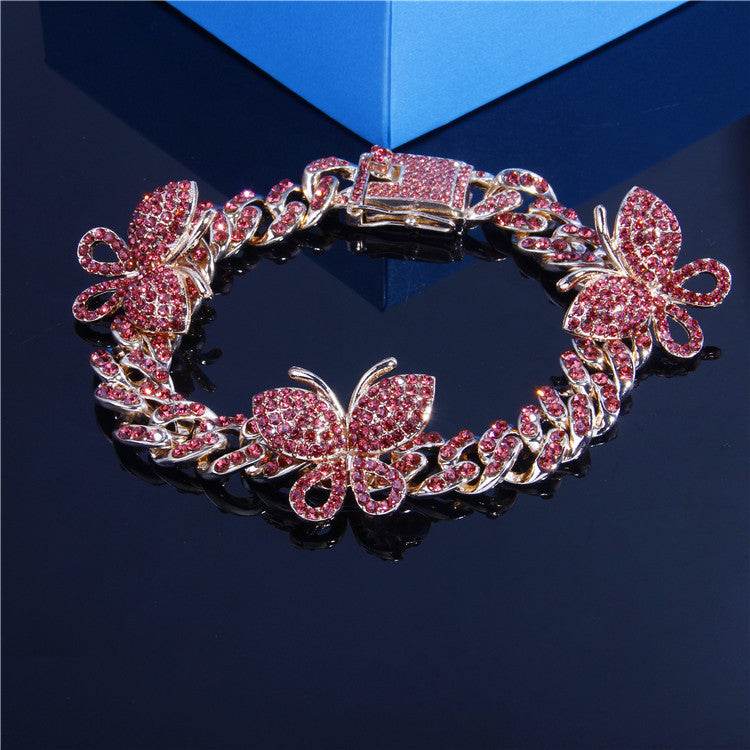 Retro Butterfly Cuban Anklet – Simple Elegance with a Bold Twist ladys accessorys Distinguished Fine Apparel Pink