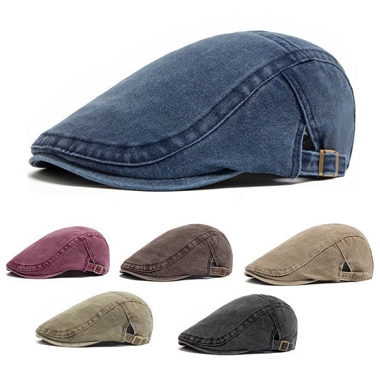 Retro Washed Denim Beret Casual Head Wear womens hats Distinguished Fine Apparel