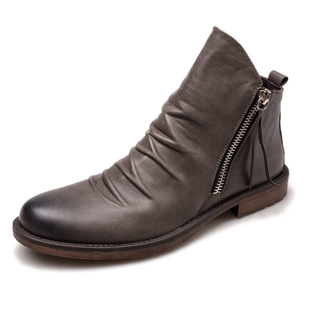 Double side zipper non-slip men's boots mens shoes Distinguished Fine Apparel