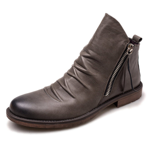 Double side zipper non-slip men's boots mens shoes Distinguished Fine Apparel