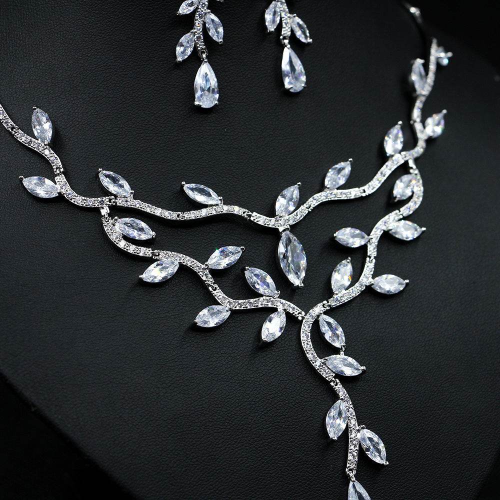 Zircon Necklace Bridal Set – European & American Elegance for Brides jewelry set Distinguished Fine Apparel