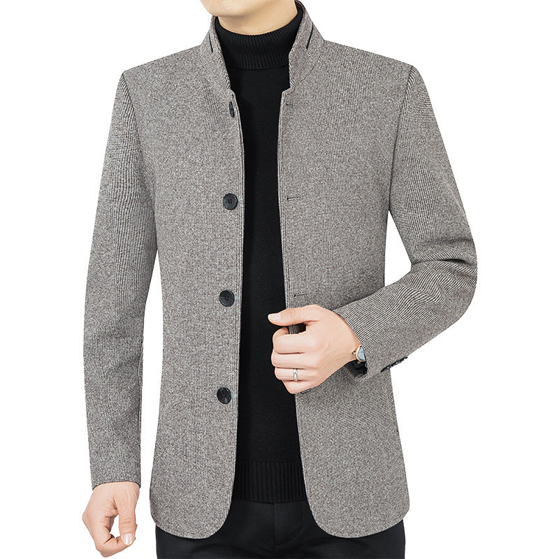 Stand Collar Wool Woolen Jacket Casual Coat mens coat Distinguished Fine Apparel JK2101 Gray 170 M