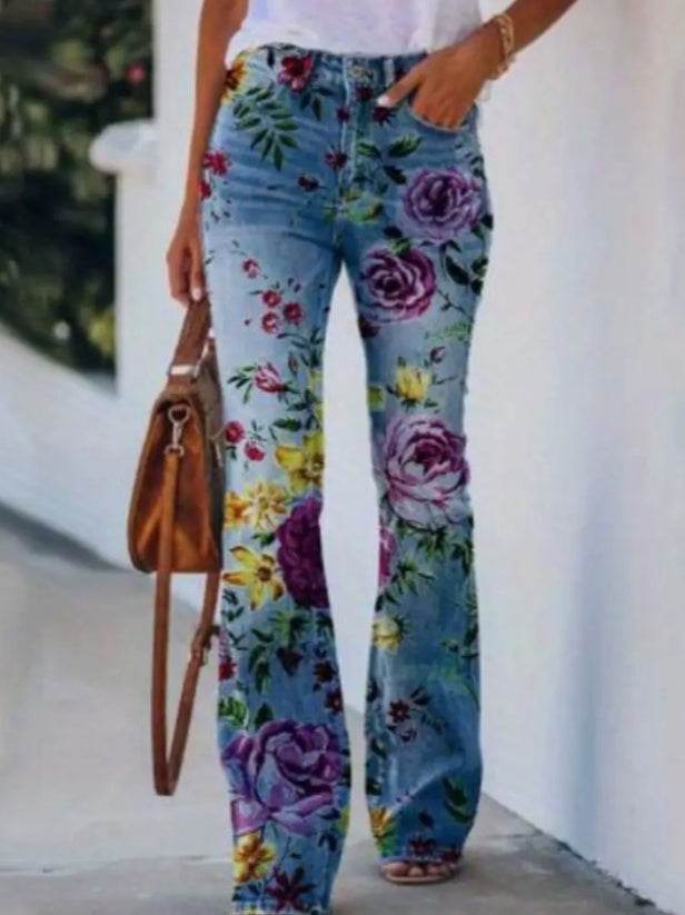 Lady's Printed Jeans, Unique Stylish Beautiful ladys pants Distinguished Fine Apparel Style3 S