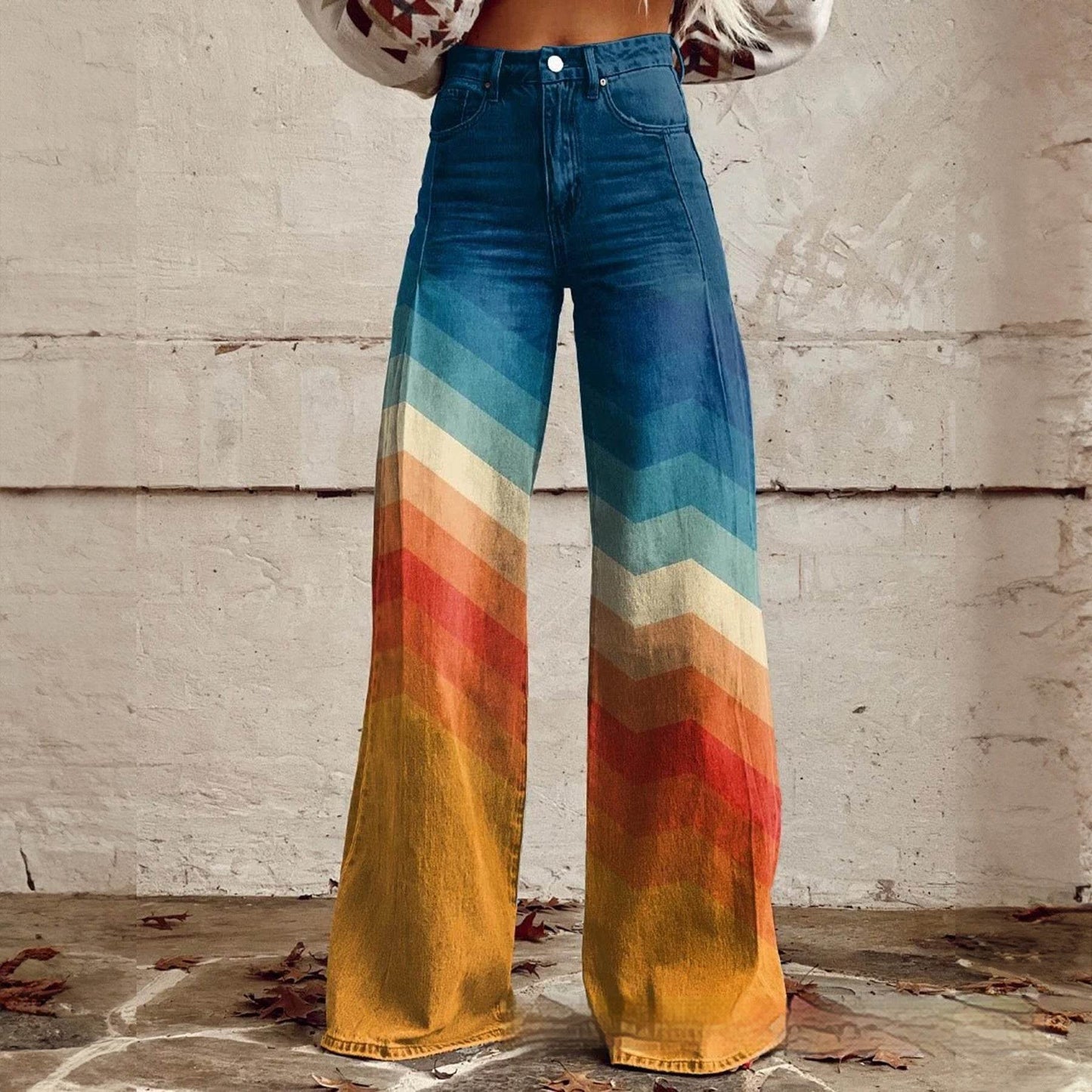 Foreign Plus Size Women's Casual Pants - Thin Jeans Wide Leg ladys pants Distinguished Fine Apparel Imitation Denim 14 2XL