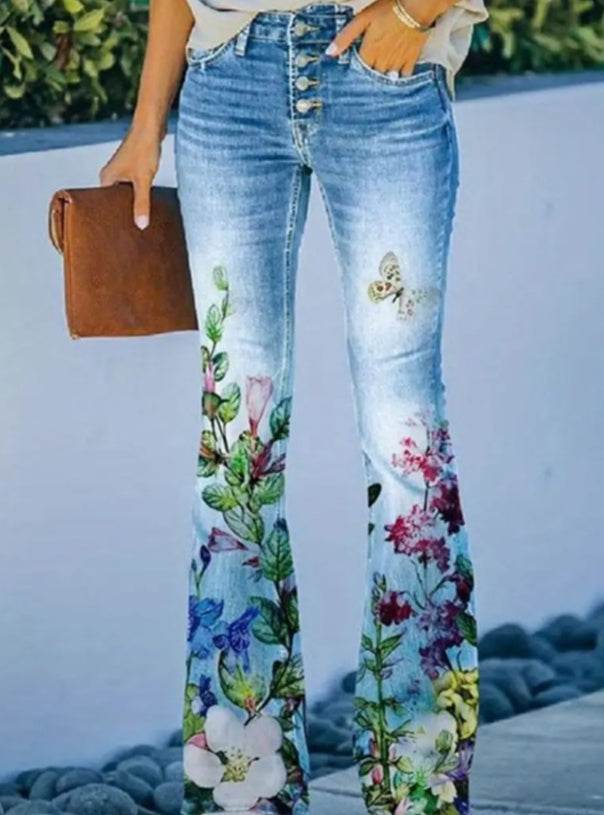 Lady's Printed Jeans, Unique Stylish Beautiful ladys pants Distinguished Fine Apparel Style4 S