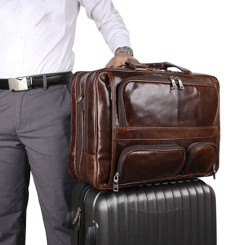 Gent's Large-capacity Leather Handbag Computer Briefcase gents bag Distinguished Fine Apparel