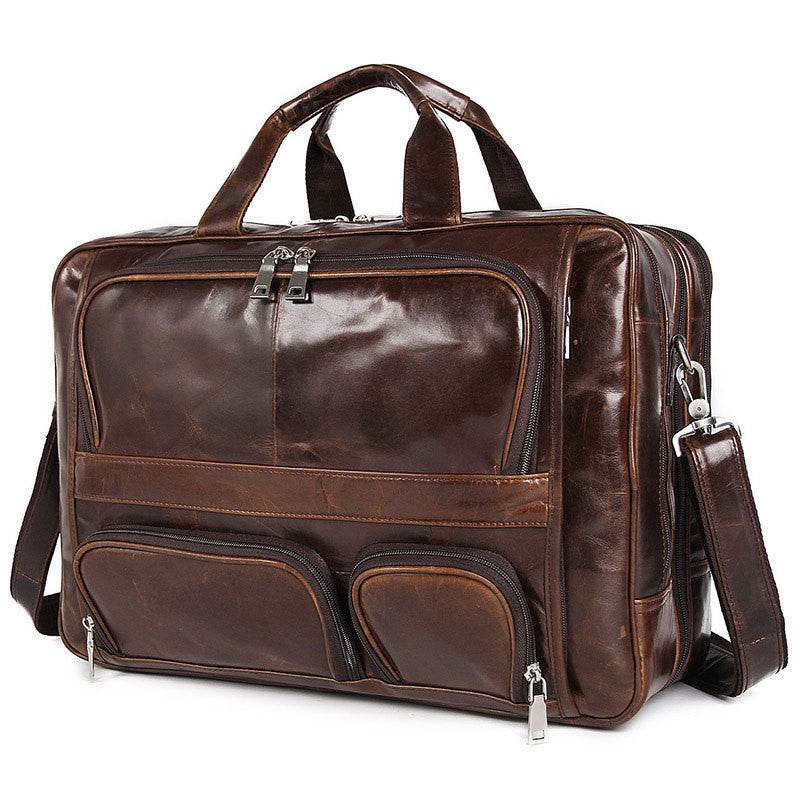 Gent's Large-capacity Leather Handbag Computer Briefcase gents bag Distinguished Fine Apparel