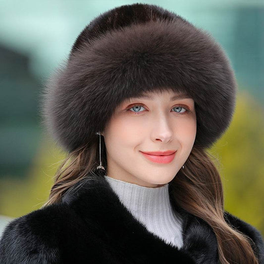 Ladies Warm Winter Fur Hat - Genuine Leather real fur Women's hats Distinguished Fine Apparel