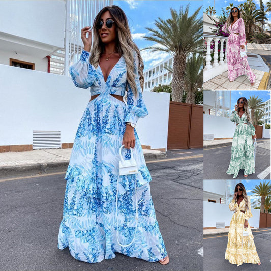 Elegant Women's Dress Long Spring and Summer Flow Women's dress Distinguished Fine Apparel