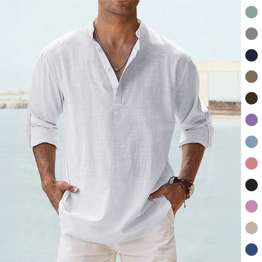 Men's Casual Linen Shirt - Spring Autumn Summer Wear Modern Gentlemen gents Shirts Distinguished Fine Apparel