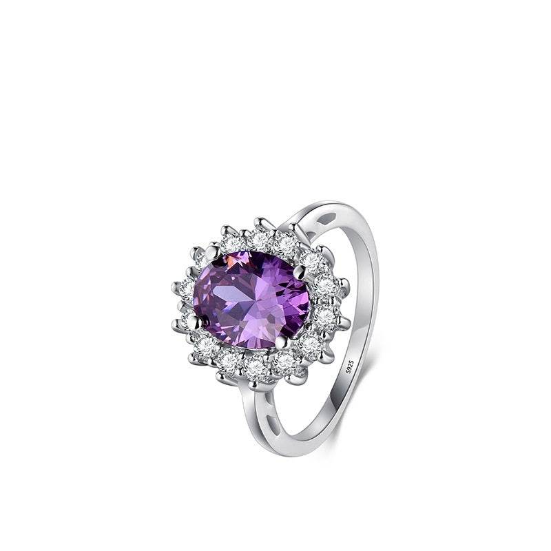 Light Luxury Rings Exquisite Simple And Versatile 925 Silver Ins Style Design Jewelry ladys ring Distinguished Fine Apparel Purple US10