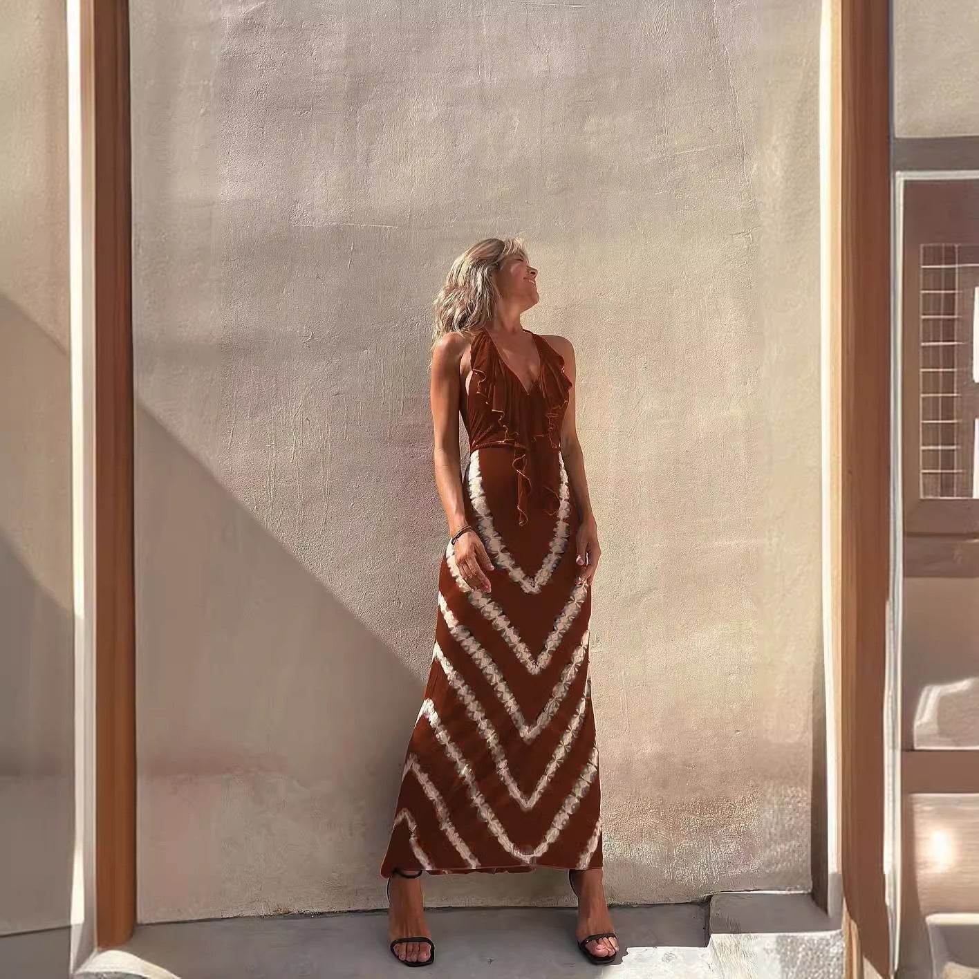 Women's A-Line Dress - Long Sleeveless V-Neck Exquisite Design ladys dresses Distinguished Fine Apparel