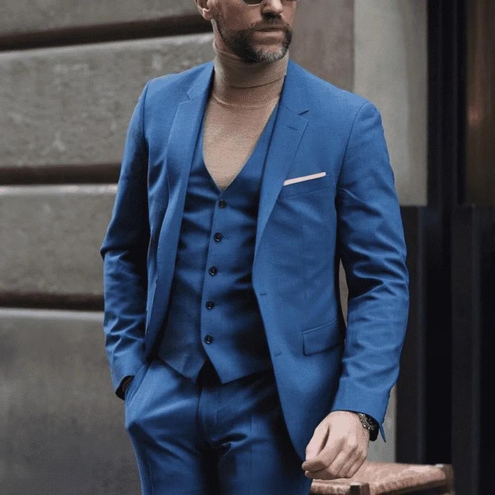 Men's Three-piece Suit High Class Presence For The Distinguished Gentlemen gents suit Distinguished Fine Apparel Blue L