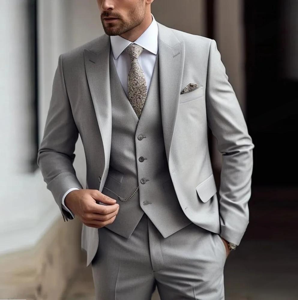 Men's Three-piece Suit High Class Presence For The Distinguished Gentlemen gents suit Distinguished Fine Apparel Gray L