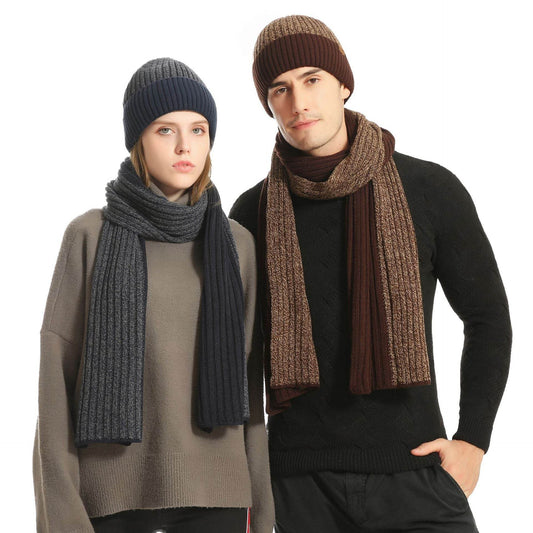 Lady's and Gent's Warm Hat Scarf Gloves Set, Knitted Offering a Warm Winter ladys skafs Distinguished Fine Apparel