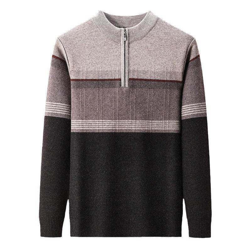 Men's Thickened Long-sleeved Sweater with Zipper Collar gents top Distinguished Fine Apparel