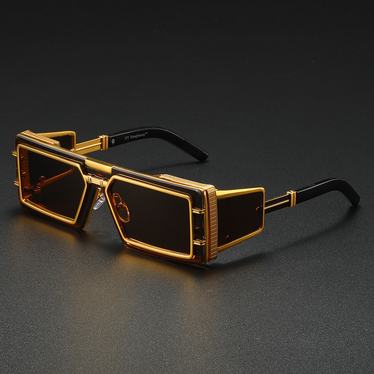Future Technology High-end Eccentric Sunglasses unisex sunglasses Distinguished Fine Apparel Golden Frame Golden Deep Tea