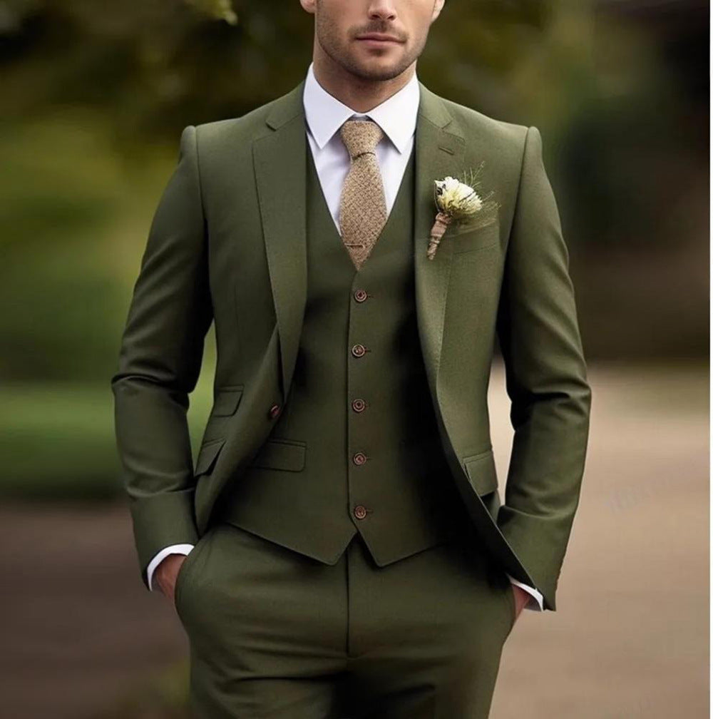 Men's Three-piece Suit High Class Presence For The Distinguished Gentlemen gents suit Distinguished Fine Apparel Green L