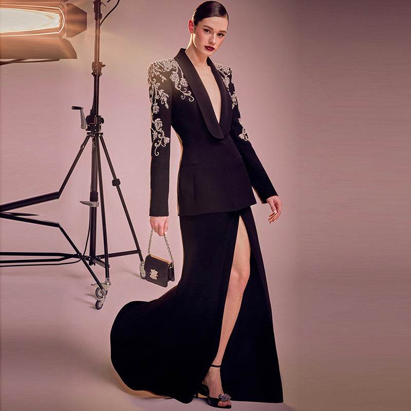 Women's High Fashion Elegant's - Skirt & Ornate Filigree Suit Jacket ladys suit Distinguished Fine Apparel