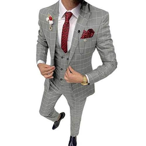 Classic Gentlemens Versatile Lattice Three-piece Suit gents suit Distinguished Fine Apparel