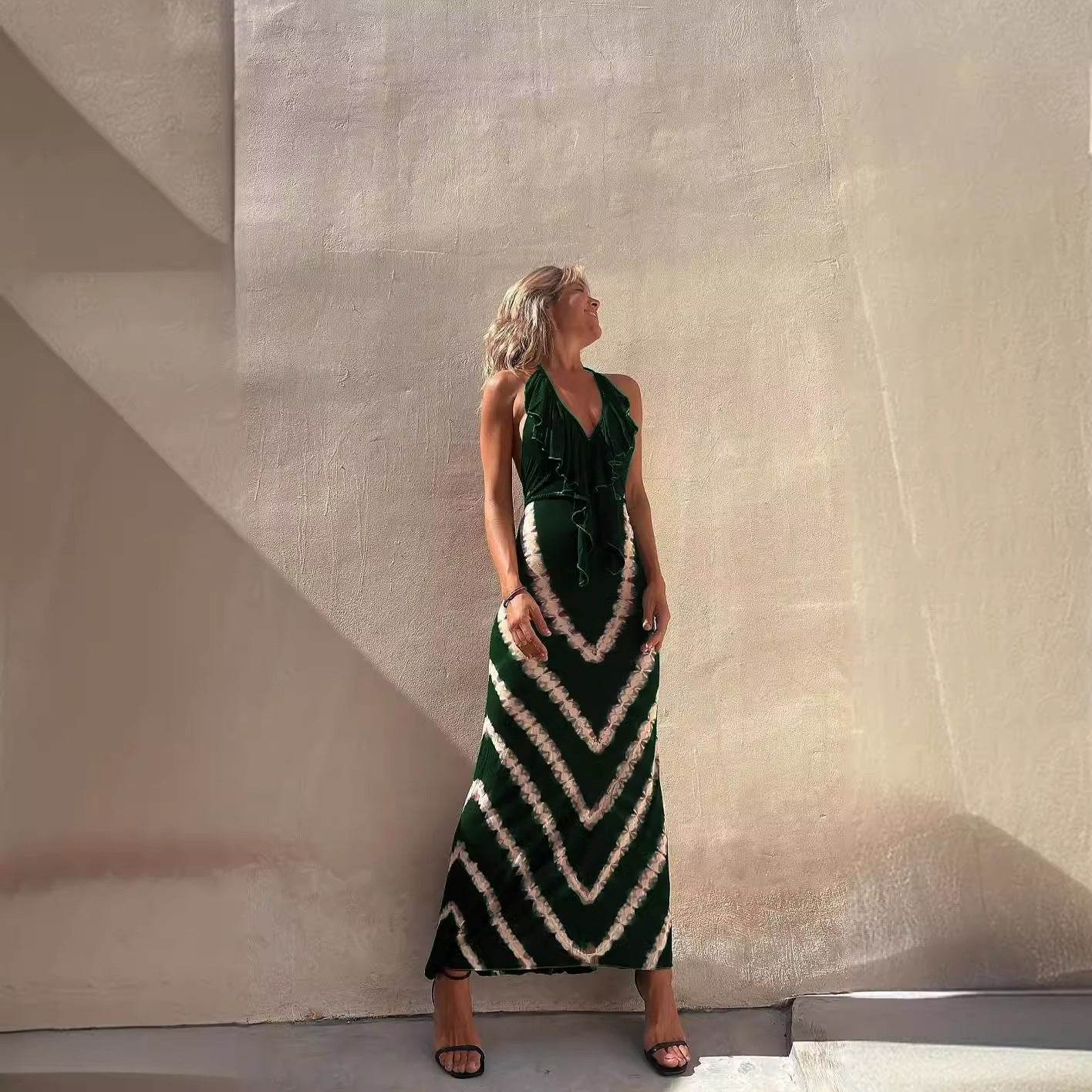 Women's A-Line Dress - Long Sleeveless V-Neck Exquisite Design ladys dresses Distinguished Fine Apparel