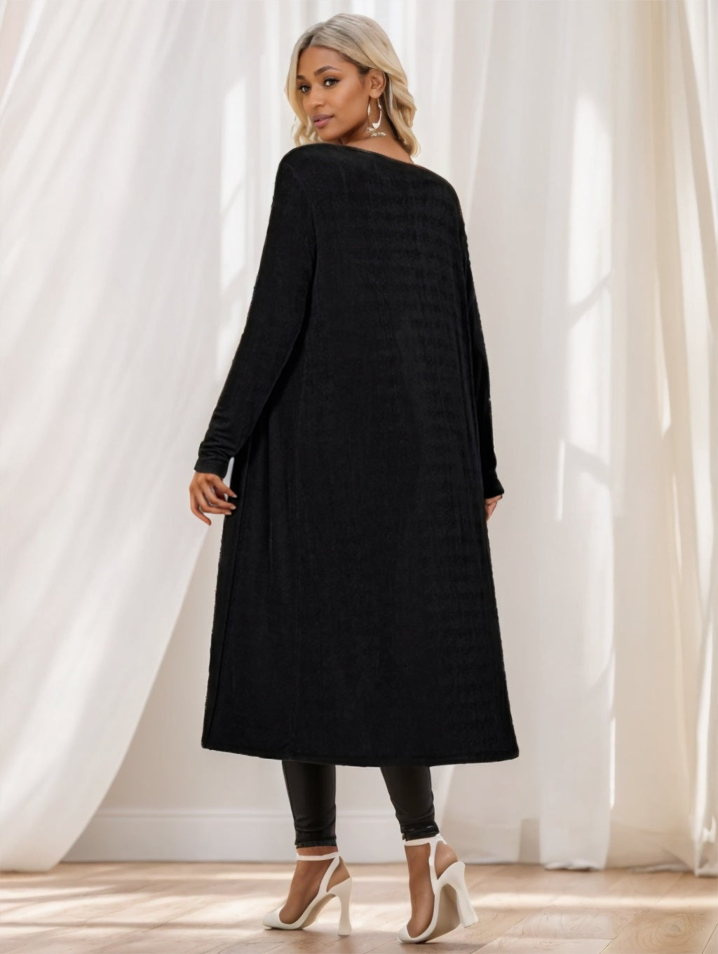 Women's Longline Knitted Cardigan - Distinguished Fine Apparel women's cardigan Distinguished Fine Apparel