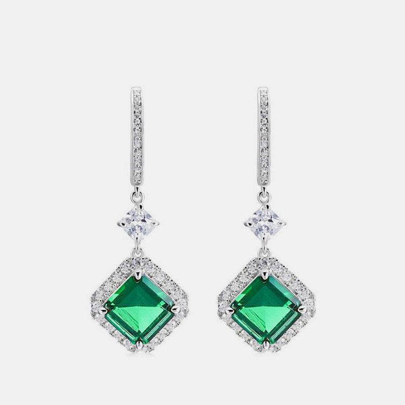 Women's S925 Silver Emerald Square Earrings – Timeless Glamour in Every Detail ladys earrings Distinguished Fine Apparel
