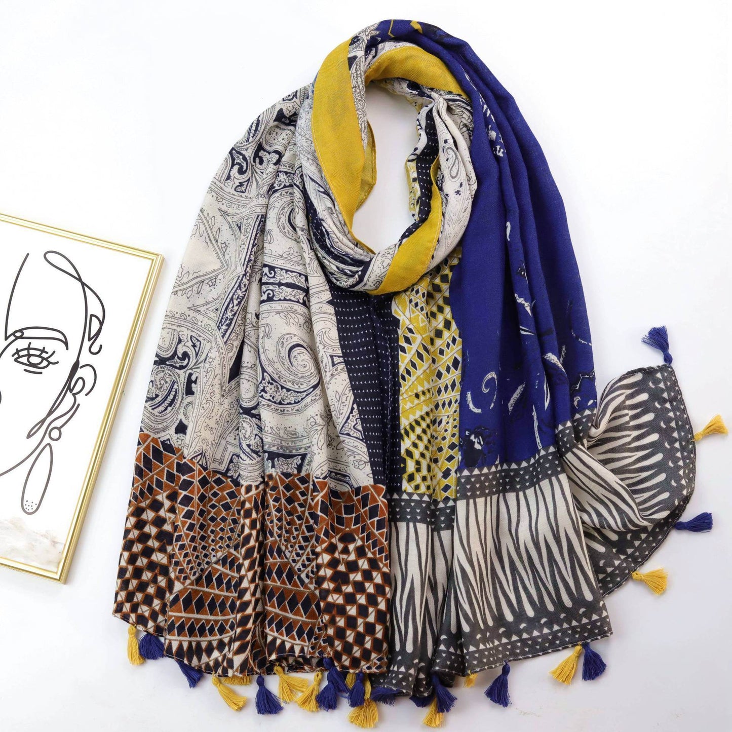 Lady's Cashew Print Silk Scarf Shawl for Elegant Styling ladys skafs Distinguished Fine Apparel