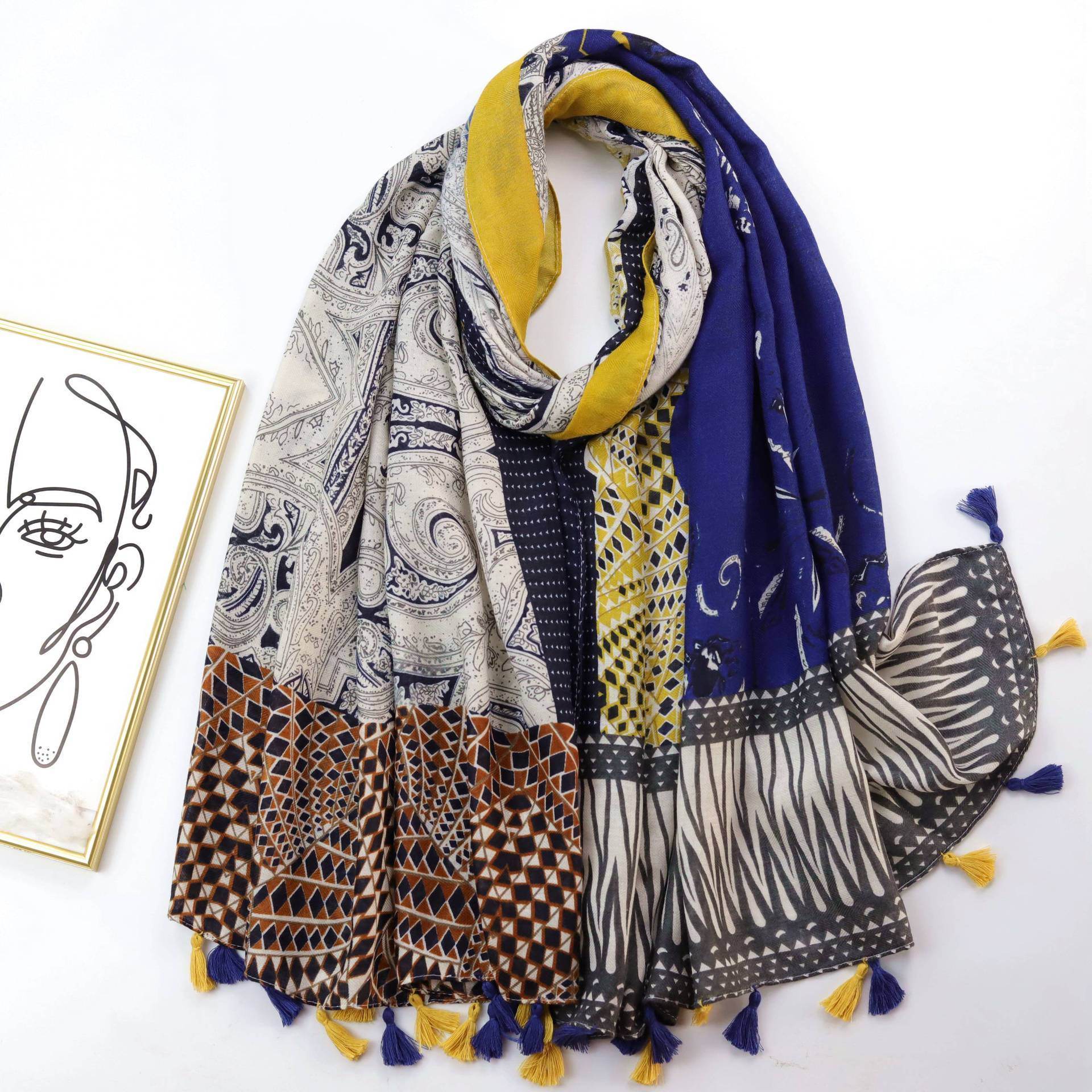 Lady's Cashew Print Silk Scarf Shawl for Elegant Styling ladys skafs Distinguished Fine Apparel