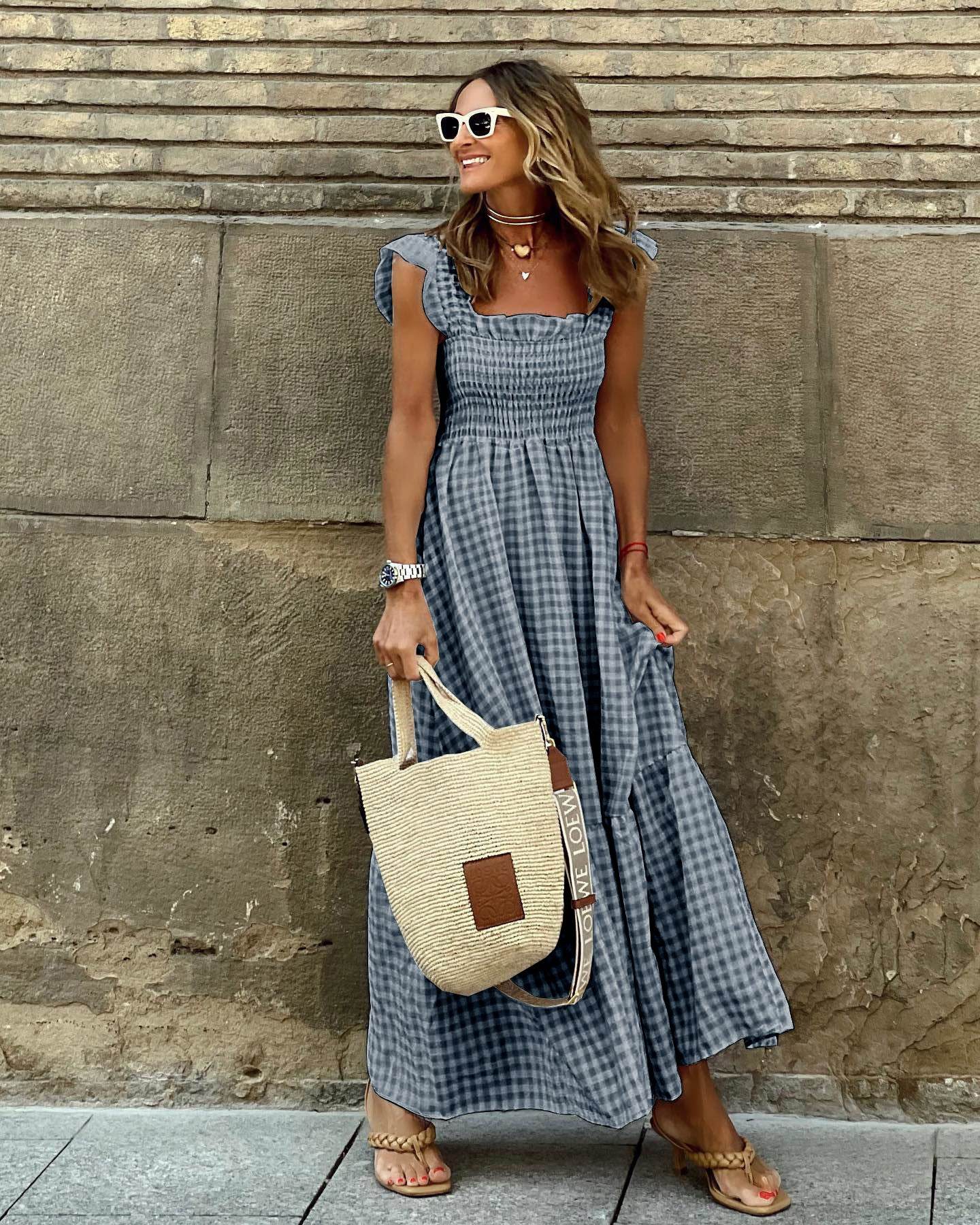 Ladies Summer Fun Classic Style Dress, Sleeveless A-line - Print Pleated and Ruffles dresses Distinguished Fine Apparel Black 2XL