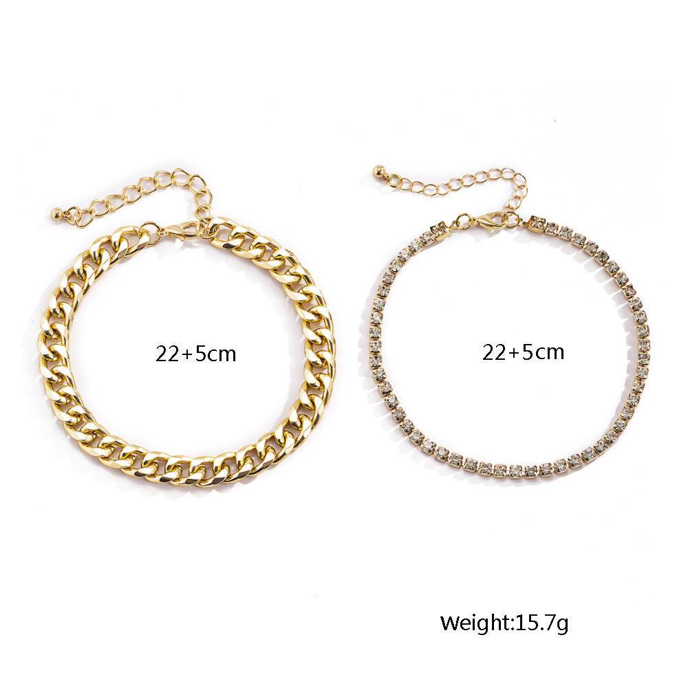 Personalized Exaggerated Claw Chain Anklet Set – Bold, Bling, and Unapologetically You ladys accessorys Distinguished Fine Apparel Gold