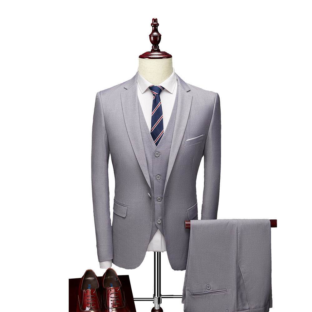 Men's Suit Three piece Business Formal Wear gents suit Distinguished Fine Apparel Light Gray S