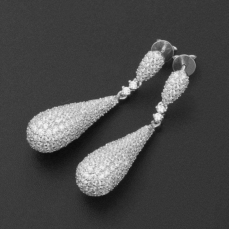 Long 925 Silver Water Drop Earrings – Sleek & Elegant Statement Jewelry ladys earrings Distinguished Fine Apparel