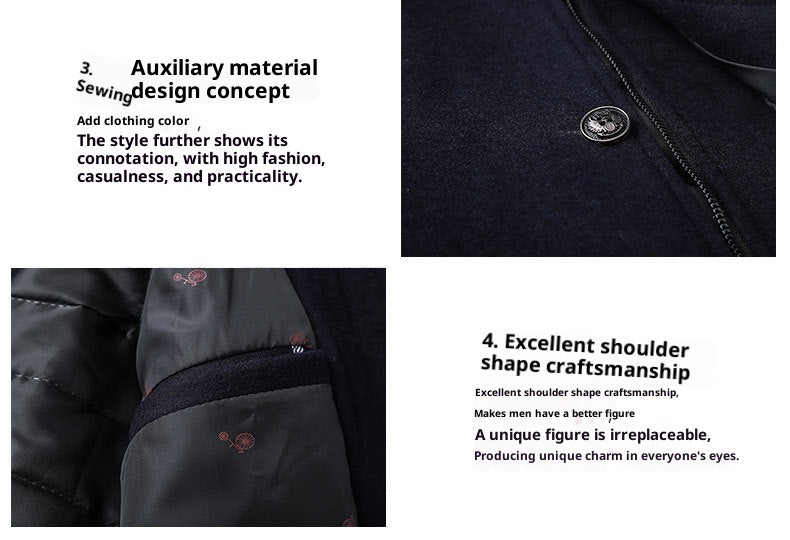 Casual Men's Woolen Coat - Formal Wear mens coat Distinguished Fine Apparel