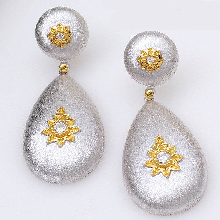 Brushed Star Earrings – Unique 925 Sterling Silver Celestial Style ladys earrings Distinguished Fine Apparel