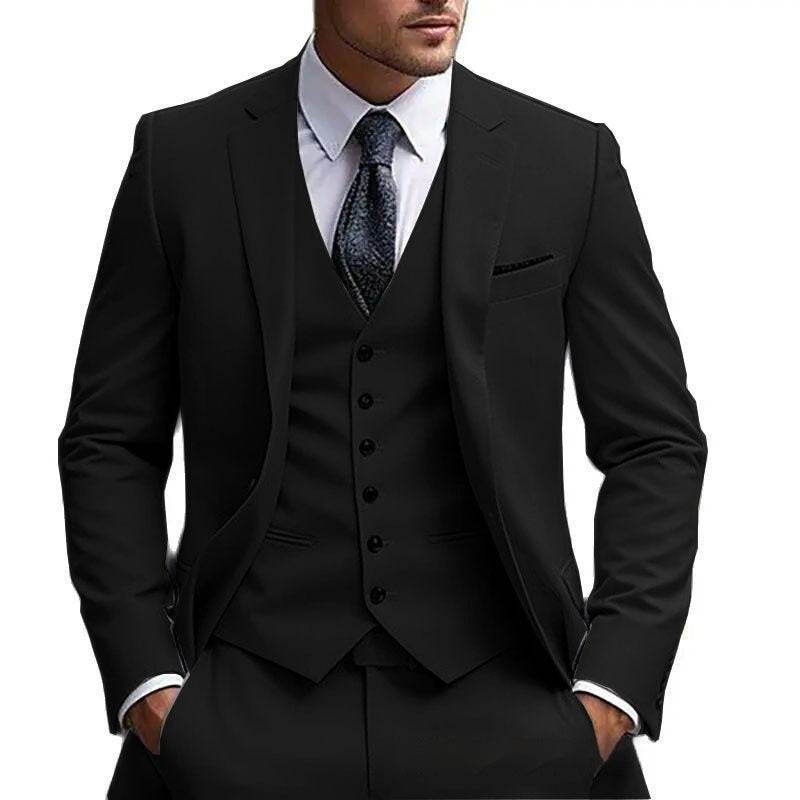 Gentlemen's European And American Style Plus Size Foreign Trade Three-piece Suit gents suit Distinguished Fine Apparel Black 5XL