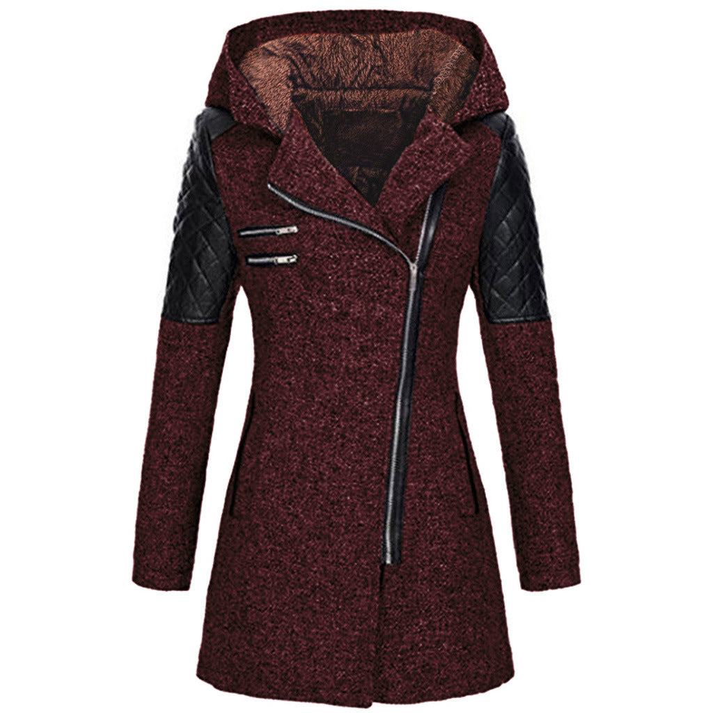 Women's Warm Coat - Thick Woolen Winter Windbreaker - Hooded womens coat Distinguished Fine Apparel