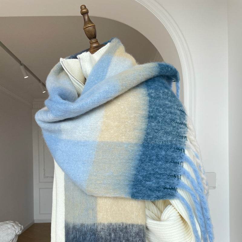 Shooting & Travel Autumn And Winter Lady's Scarf ladys skafs Distinguished Fine Apparel Dark Blue M Light Blue Beard