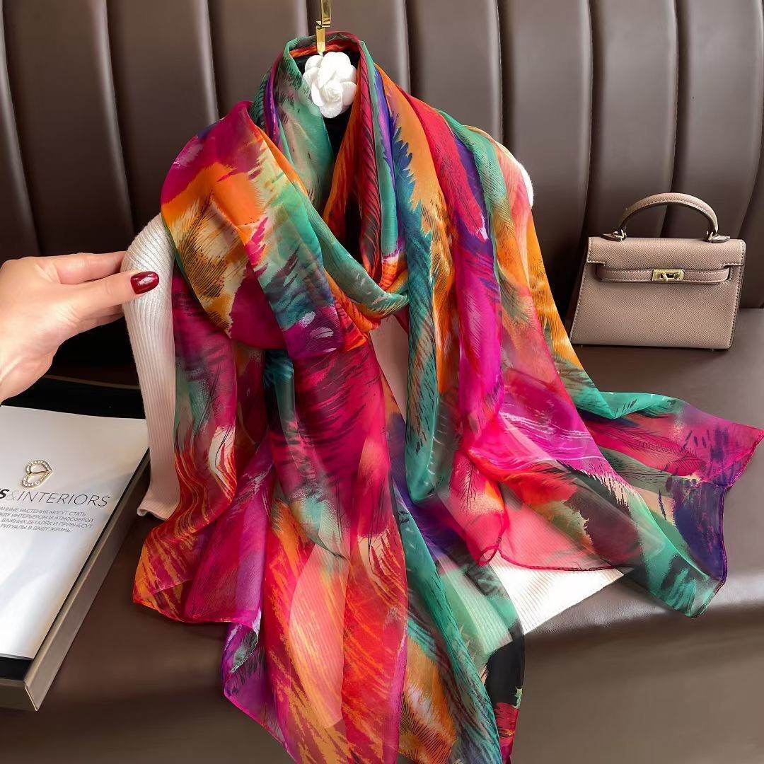 Elegant ladys Scarf - Long Elegant Vibrant ladys skafs Distinguished Fine Apparel Colorful Vacation Style 180CMto130CM