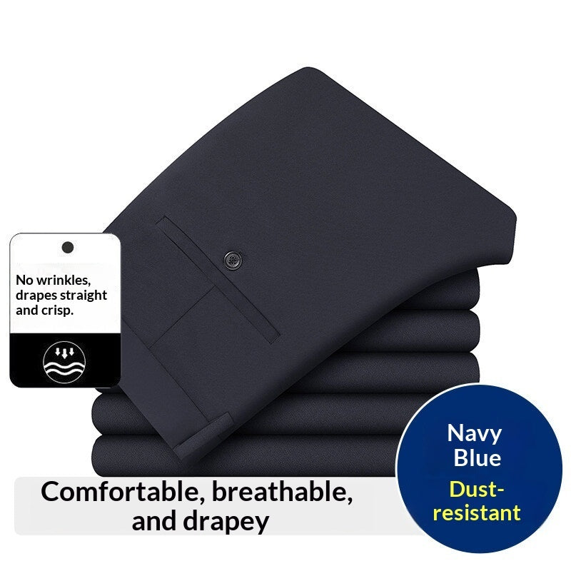 Men's Stretch Casual Pants, Loose-Fit Wrinkle-Resistant, Iron-Free Dress Pants mens pants Distinguished Fine Apparel Navy Blue 29
