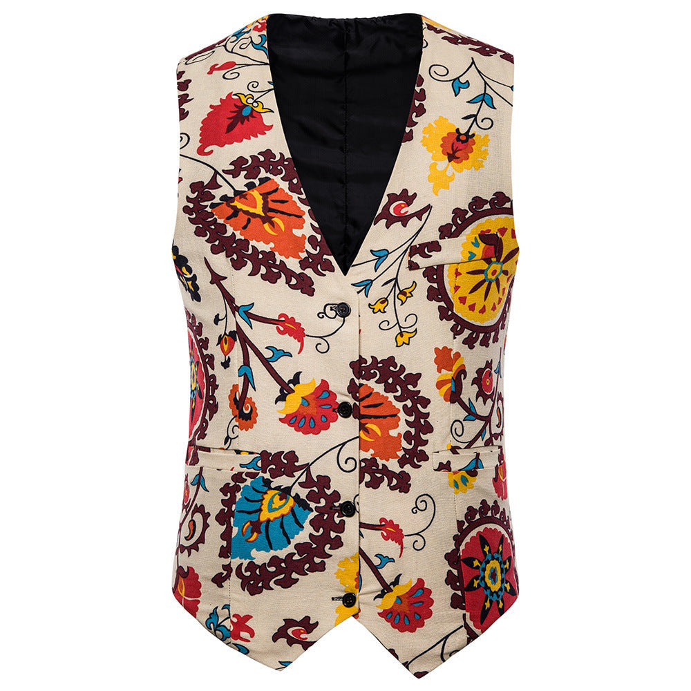 Men's Casual Ethnic Print Vest gents vest Distinguished Fine Apparel