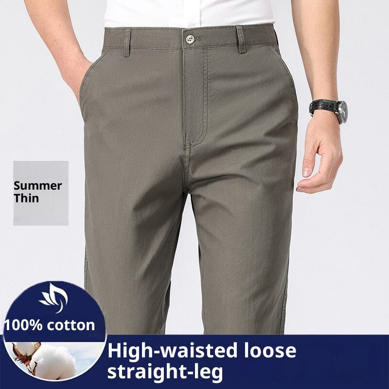 Men's Casual Straight-leg Cotton Plus Size Trousers mens pants Distinguished Fine Apparel Army Green Thin 29