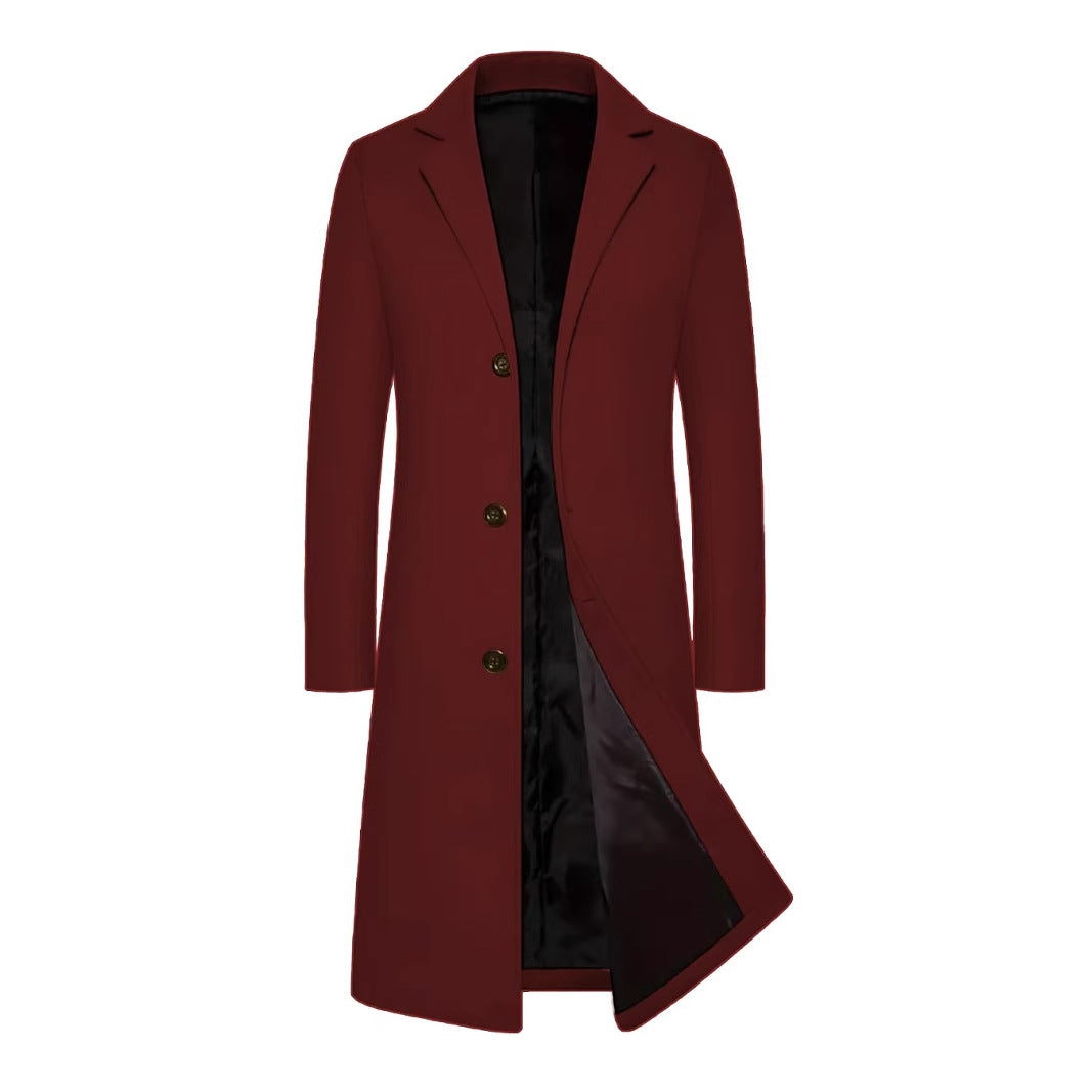 Red coat with black lining on a white background