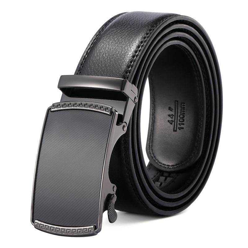 Men's Genuine Leather Belt - Classic, Modern, Business Styles formal wear Distinguished Fine Apparel Black Dot First Layer Gift Box Included