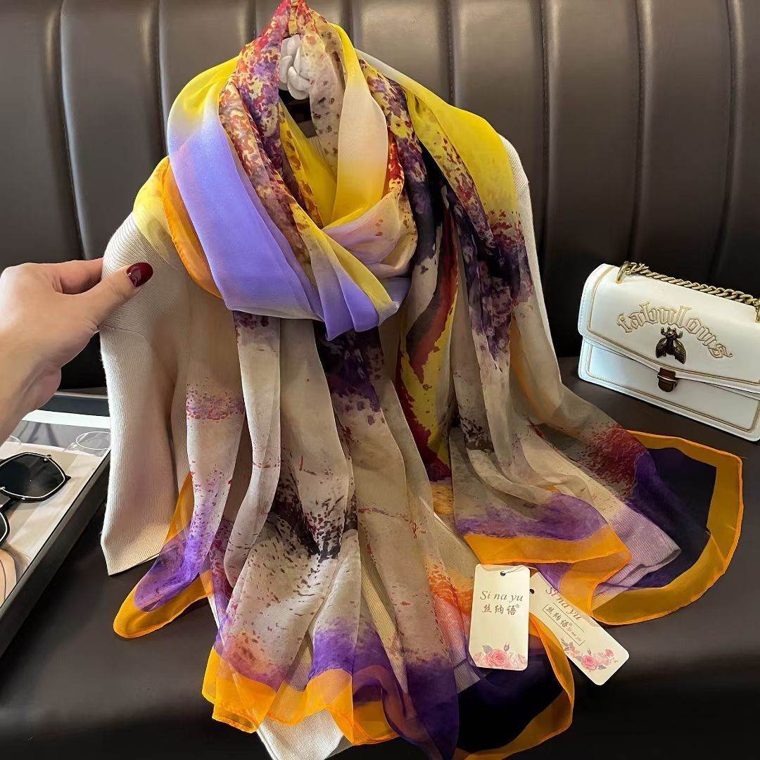 Elegant ladys Scarf - Long Elegant Vibrant ladys skafs Distinguished Fine Apparel Pachira Macrocarpa Purple 180CMto130CM