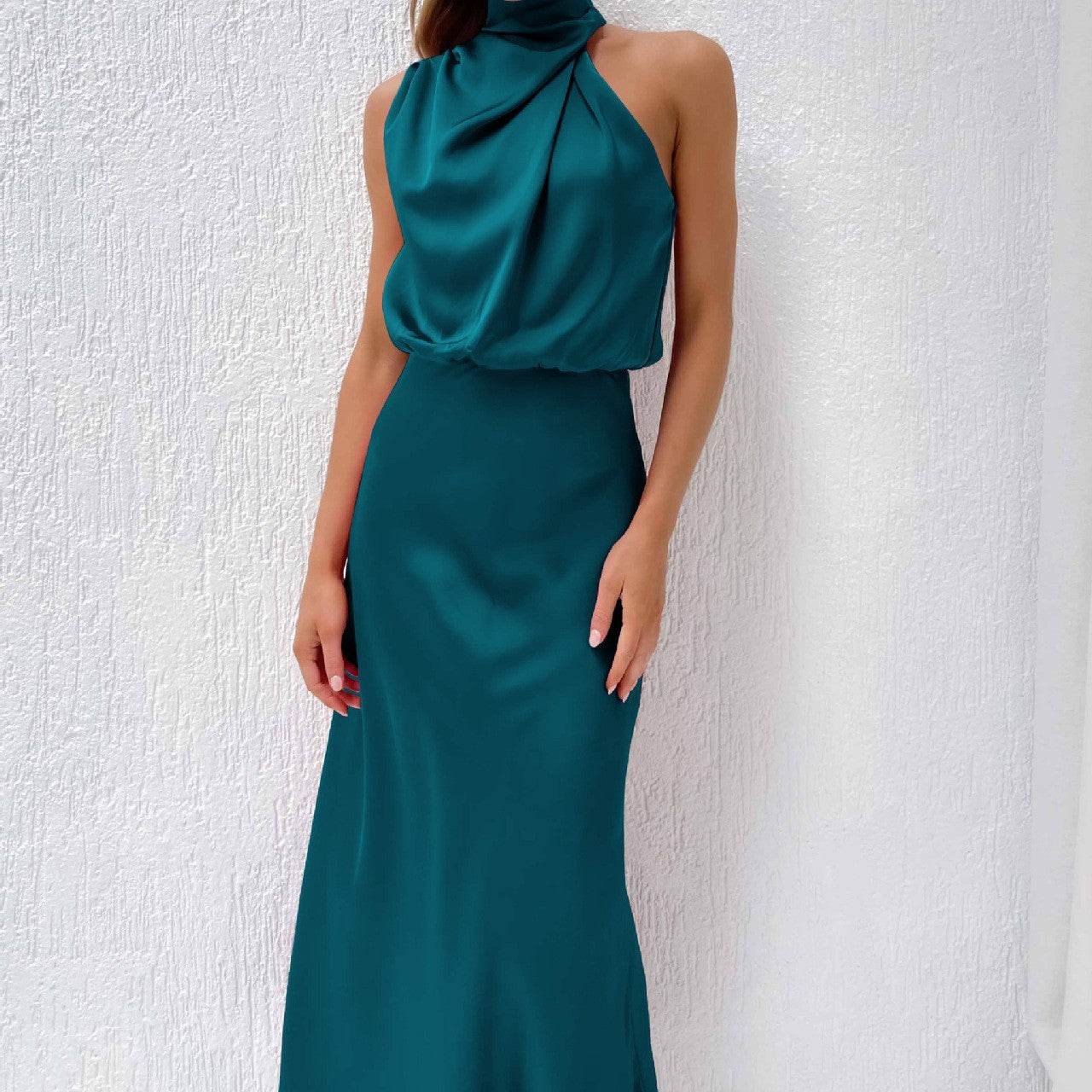 Women's Sleeveless Summer Dress - Elegant Evening Party Wear lady's dresses Distinguished Fine Apparel Lake Blue 2XL