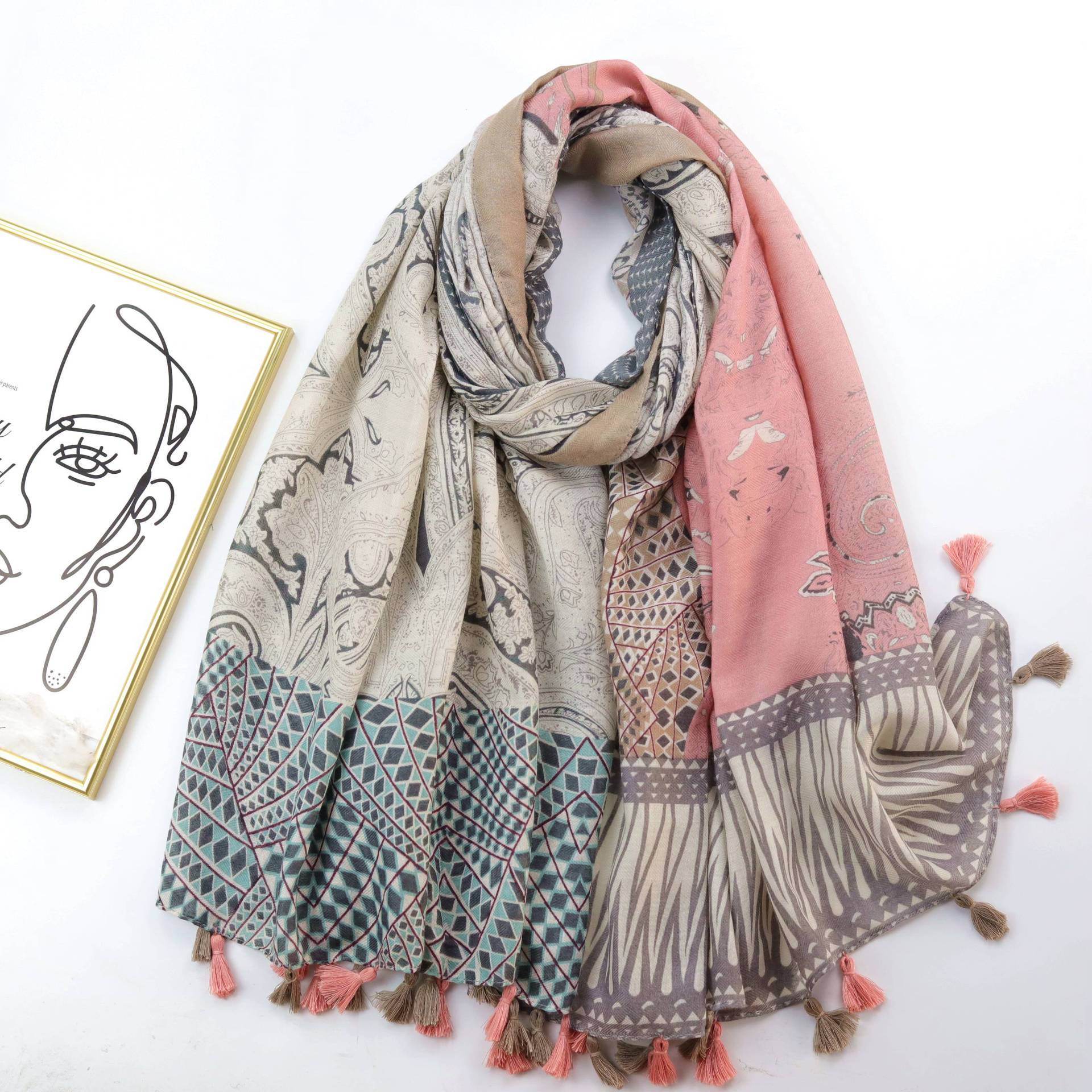 Lady's Cashew Print Silk Scarf Shawl for Elegant Styling ladys skafs Distinguished Fine Apparel