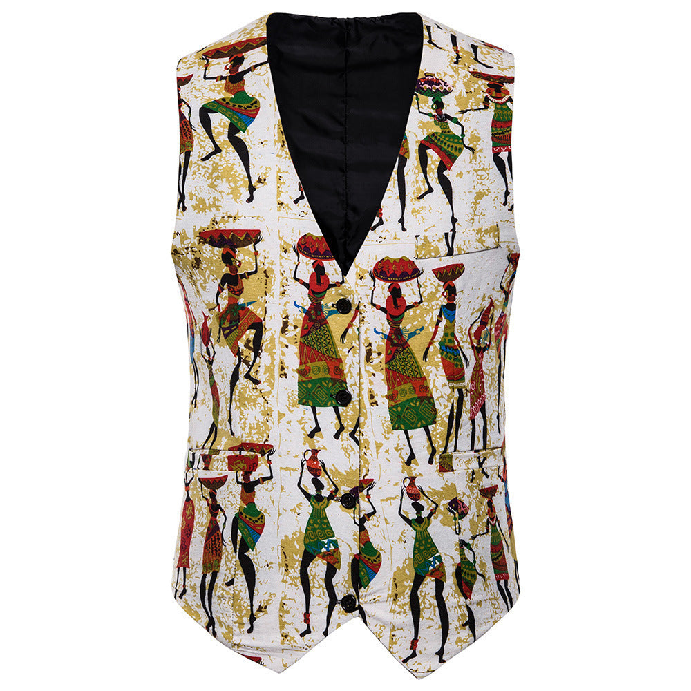 Men's Casual Ethnic Print Vest gents vest Distinguished Fine Apparel